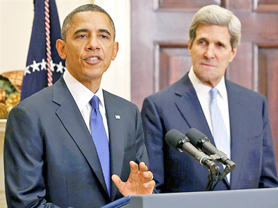 Tổng thống Mỹ Barack Obama và Ngoại trưởng được đề cử John Kerry.
